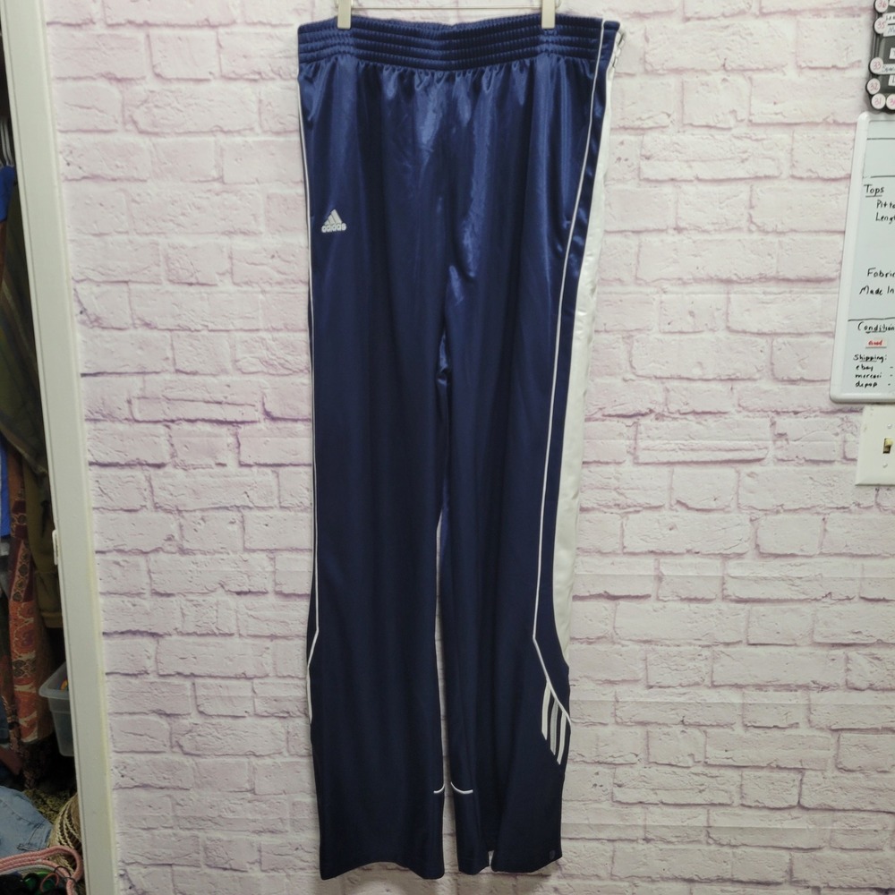 VTG Adidas Clima365 Snap Track Pants Mens 3XL Tall Navy Blue Y2K Blockcore Retro